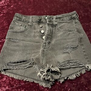 Distressed Black/Gray Women's Shorts